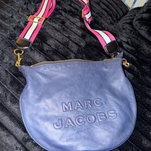 Marc Jacobs Navy Crossbody Bag with Pink Strap